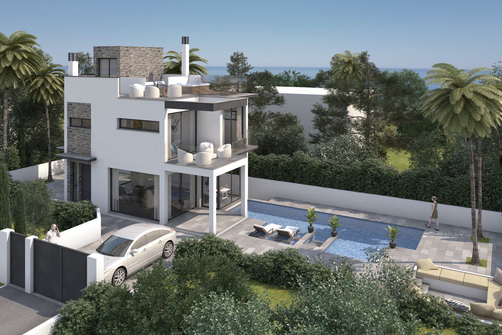 Villa B — sea views and pool