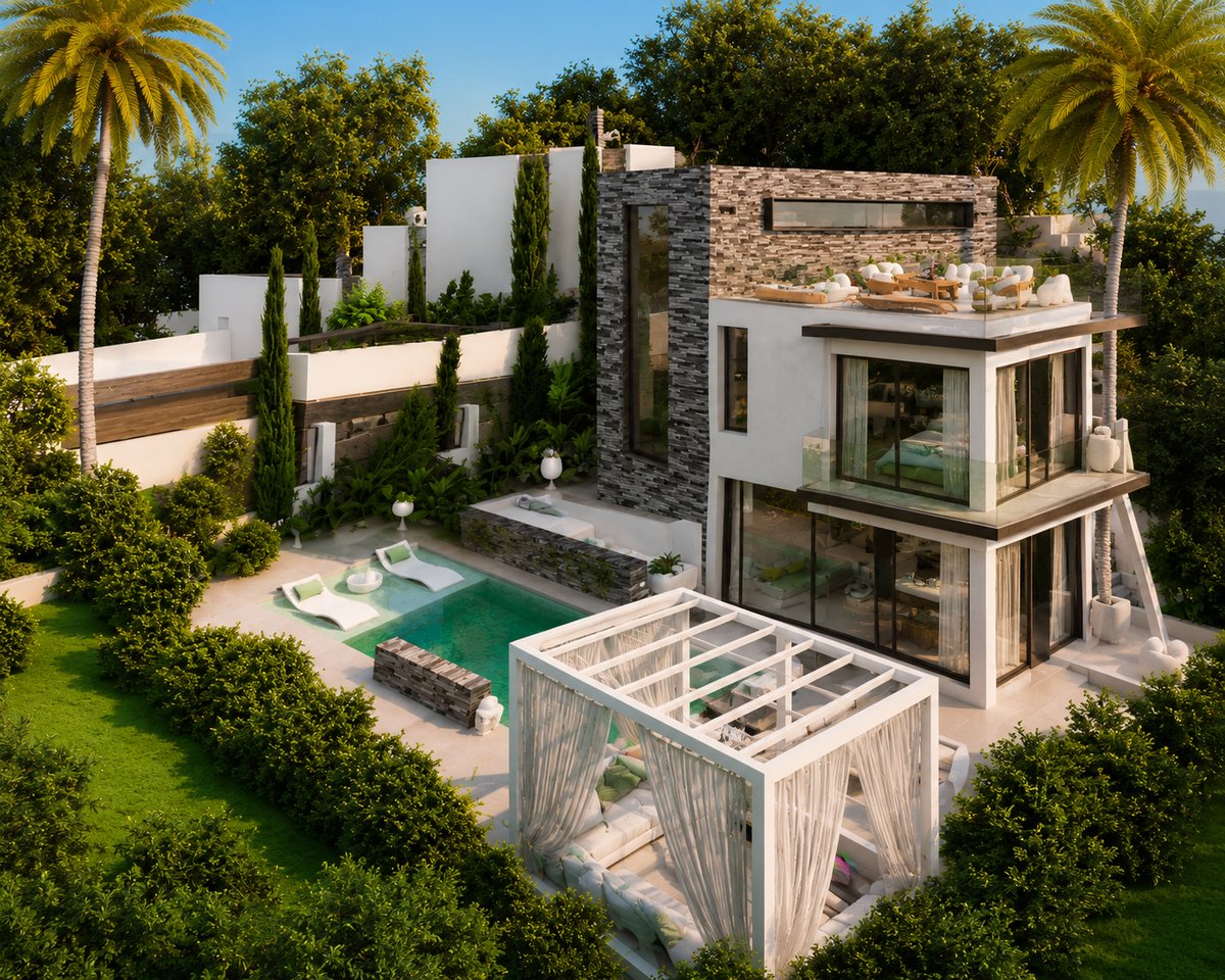 Villa garden and cabana